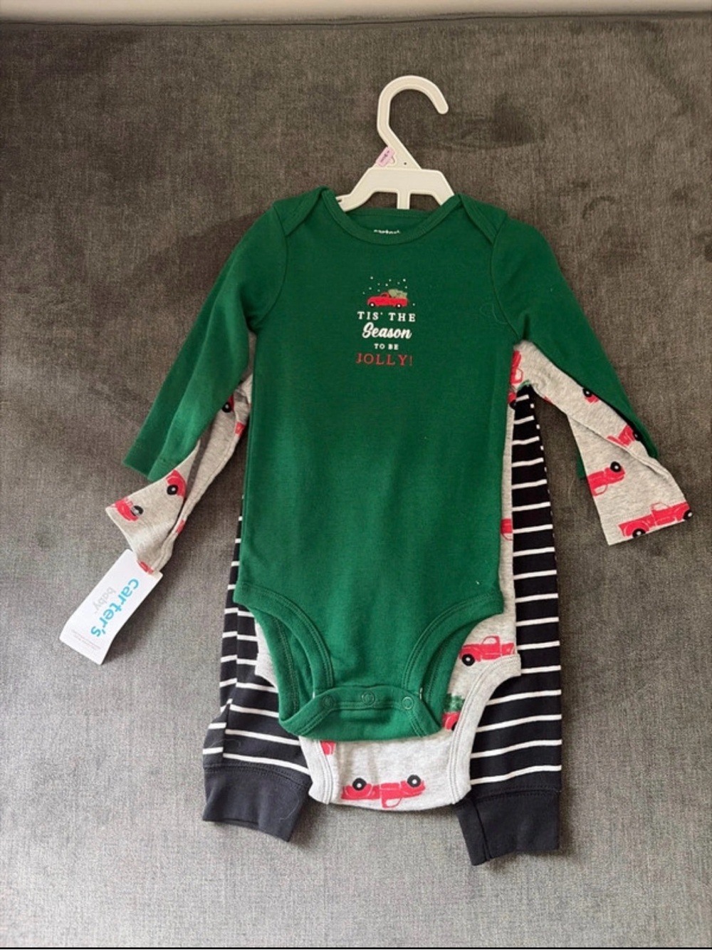 Carter's Green 'Tis The Season' Long-Sleeve Baby One-Piece